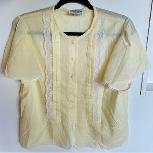 Vintage Cottagecore Yellow Blouse Size M
